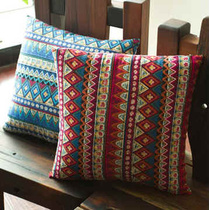 Special price bohemian cotton and linen pillow cover custom sofa car waist cushion double-sided pillow with core national style