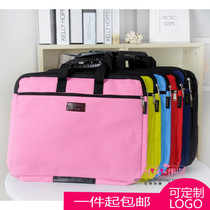 Korea zipper canvas document bag A4 hand-held document bag Double-layer information bag Zipper bag Canvas document bag