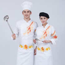 Chefs overalls Long sleeve hotel restaurant kitchen chefs clothing dining autumn and winter clothing embroidery Dragon canteen chef clothing men