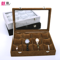Glass cover 12-bit bracelet plate Watch bracelet storage box with lid Jewelry box Jewelry box Pillow plate Props