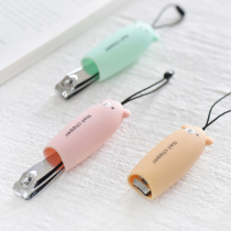Korean portable nail clippers with protective cover cute cartoon nail tools creative stainless steel nail clippers