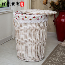 Rattan chic containing basket covered clothes clothing containing clothing containing dirty clothes Cloth Art Bamboo Woven Containing Basket