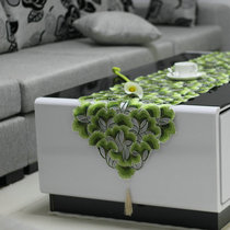 TV cabinet tablecloth Luxury full-work embroidered coffee table cloth Green tablecloth embroidered hollow table mat fabric pastoral