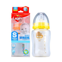 (Special clearance) Liqin baby anti-hot wide diameter glass bottle 270ml with silicone jacket cover