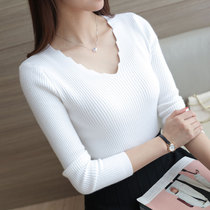 Autumn 2021 new womens short v-neck sweater with female slim-fit net red explosion base shirt female foreign style