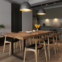 Nordic furniture dining table and chair combination modern simple American dining table retro iron solid wood long square table conference table