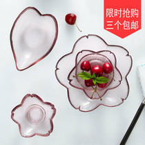Export Japanese cuisine small saucer cherry blossom seasoning dish glass bowl pink snack sauce vinegar dish creative tableware