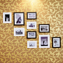 Mies Yaju 10-frame solid wood photo wall Photo wall Photo frame wall Stairs Creative combination background wall decorative photo frame