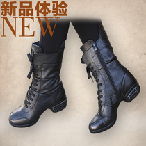 Belle Autumn Winter Genuine Leather Dance Shoes Womens Soft Bottom Dancing Shoes Water Soldiers Dance and Breathable Modern Square Dance Boots