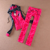 2019 Fall new womens dress Slim Skyy Goose Down Casual Sports Suit Womens version of the Korean version of the PINK suit