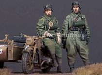 (JZHOBBY) 1 35 WORLD War II German MOTORCYCLE CREW (2 PEOPLE)