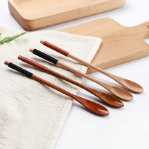  Long-handled coffee spoon Personality wooden mini mug spoon Japanese creative honey small mixing spoon