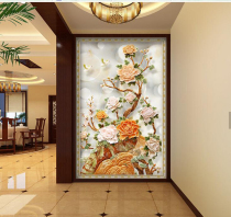 Custom wall tile porch aisle background living room TV sofa background wall art 3D three-dimensional vase