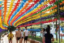 Outdoor four-leaf string windmill waterproof real estate mall Park Festival set decorations 10-color plastic windmill string