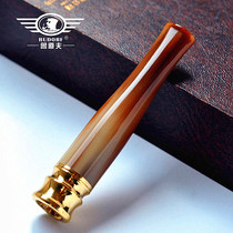 Tibetan buffalo horn cigarette holder for smoking cessation of cigarette smoke with drawbar filter circulating type washable cigarette mouth