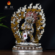 Black chaeity Tibetan Buddhist supplies Mizong pendulum pieces Nepal handmade 1 ruler bronze silver plated Five surnames Caishen Buddhist statues