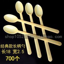 Thickened disposable plastic spoon long handle spoon milk tea roasted fairy grass sand ice spoon long ice spoon Fork