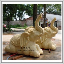 Sandstone sculpture Lucky elephant fountain Sandstone FRP fountain community landscape water spray sculpture factory direct sales