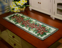 American Country European Retro Mediterranean in Wind Food Pad Table Tea Cut Mat 33*90 Red Floral Blossom Green Leaf
