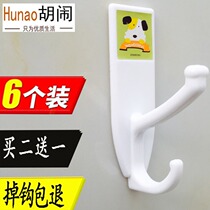 Double hook strong plastic viscose adhesive hook large Wall load-bearing door rear kitchen toilet plastic hook creative adhesive hook