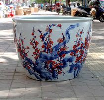 Jingdezhen ceramic fish tank large goldfish tank living room courtyard water lily bowl lotus Lotus turtle koi calligraphy and painting tank