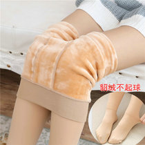 Plus velvet thickened fake meat all-in-one leggings autumn and winter meat stockings foot pantyhose long tube flesh color