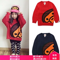Japan Tide brand bape APE MONKEY New Tide childrens clothing winter mens and womens childrens pullover sweater knitted sweater