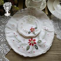 Foreign trade Export original single white pure cotton round dining pad Cushion Cups Mat Christmas Draw
