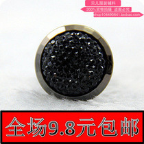 High-end button monopoly sweater button coat button button button black imitation crystal button 18mm 22mm