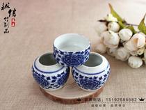 Ordinary bird bowl three-piece set (lark thrush Indigo chin cage bird food bowl water bowl set blue flower and bird equipment accessories