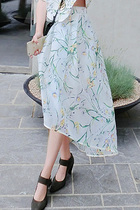 (LABO Exclusive) Imported Orchid Printed Organza Reworked Solid Embroidered Arched Pendulum style long dress