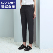 Black suit pants womens nine-point pants 2021 spring and autumn new thin professional womens pants straight tube hanging cigarette tube casual pants