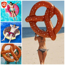 Large double water inflatable sitting ring floating ring men and women childrens bread swimming ring adult water flushing air floating row seat ring