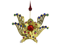 Taoist supplies Tianlong embroidery Taiwan K gold beam crown cap Nezha Third Prince Zhongtan Marshal crown offering