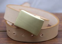 Imported tanning leather top layer cowhide all hand custom belt brass belt buckle head screw denim arc plate buckle