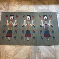 1940s Hand-woven wool tapestry of indigenous Yebichai Totem of the Waho Tribe in Indiana USA