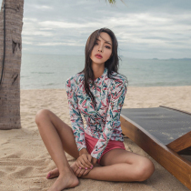 Long sleeve swimsuit womens conservative triangle small breasts gather the split bikini spa swimsuit women