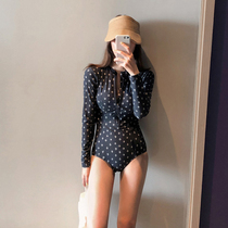 South Koreas new swimsuit womens thin belly cover conservative one-piece long-sleeved sunscreen diving zipper suit sports hot spring swimsuit