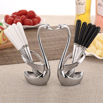 304 Stainless Steel Fruit Fork Coffee Spoon Korean Fashion Creative Fruit Splice Fork Cygnus Tableware Ceramics