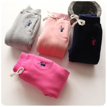  Zhou Da Da childrens clothing childrens pants winter mens and womens childrens casual pants wear Korean embroidery plus velvet thickened trousers