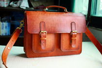 Handmade custom leather vegetable tanned leather postman bag Cambridge bag Genuine leather head layer cowhide shoulder oblique cross bag