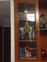 Inlaid copper strip glass hollow glass cabinet wine cabinet copper strip glass wooden door solid wood door glass