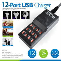 Universal USB mobile phone Smart Fast charging 12A multi-interface 12-port Charger Smart USB Fast Charger