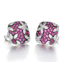 Junior Jewelry New Sapphire Stud Earrings 18k White Gold Set Diamond Ruby Earrings Women Earrings