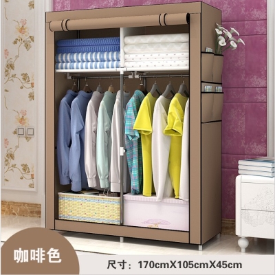 Assembled cloth wardrobe thickened multi-combination steel zipper curtain disassembly cabinet storage three-person load-bearing cloth wardrobe cloth