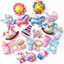 Cartoon mini aluminum film balloon baby full moon 100th birthday party decoration arrangement column table floating hand-held toys