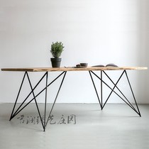 Nordic unique creative log table retro industrial computer desk do old iron desk American Workbench