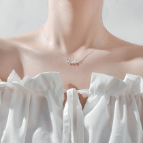 Small Treasure s925 Pure Silver Branches Strips of Ginkgo Leaf Necklace Small Crowddesign Sensation Brief Temperament Fashion Women Lock Bone Chain Fresh