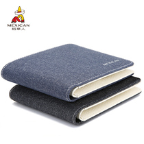 Scarecrow wallet mens short cowhide oxford cloth ticket holder Business canvas wallet youth horizontal zipper wallet
