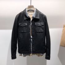 2021 Spring Autumn new mens solid color casual leather jacket jacket Korean slim pocket lapel fashion coat men